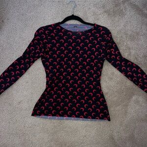 Marine Serre Black and Red Crescent Long Sleeve Top